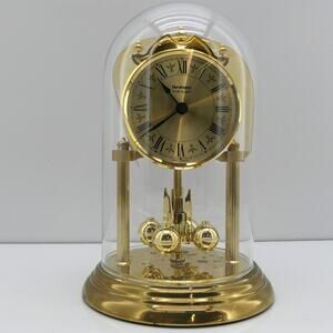 VTG Remington Multi-Quartz Anniversary Glass Domed Mantle Clock Germany See Desc